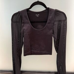 Gypsies & Moondust Elegant Black Sheer Sleeve Crop Top